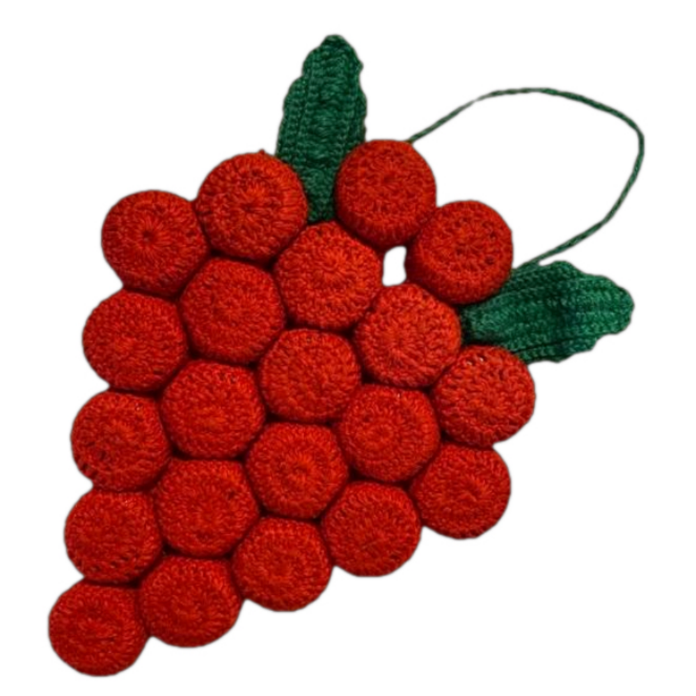Vintage Crochet Grapes Strawberry Bottle Cap Trivet Hot Pad Retro